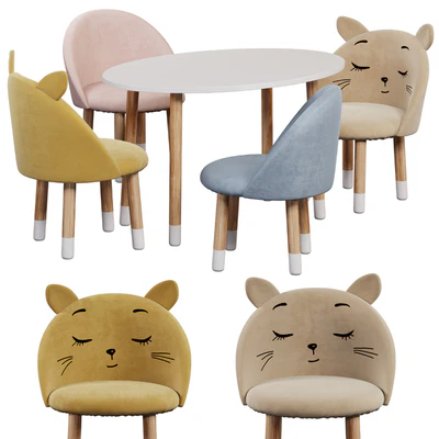 Children's seating group table oval with chairs — Ver 1