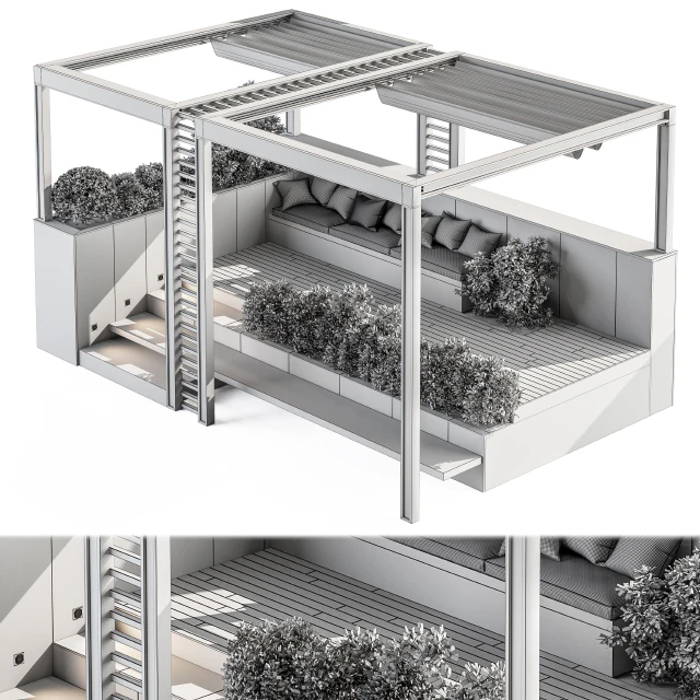 Roof Garden and Landscape Furniture with Pergola 07 — Скачать