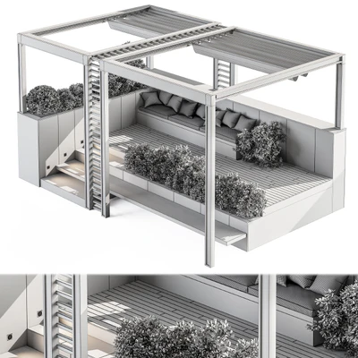 Roof Garden and Landscape Furniture with Pergola 07 — Вид 3