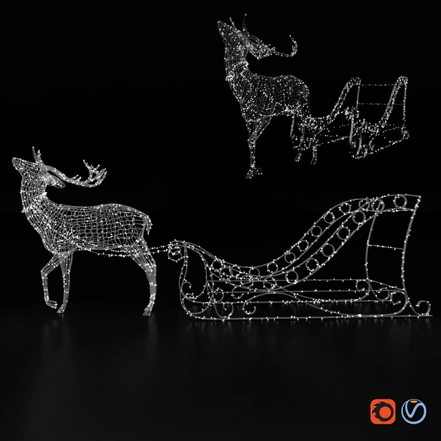 Light volumetric figure Deer and sleigh. — Descargar