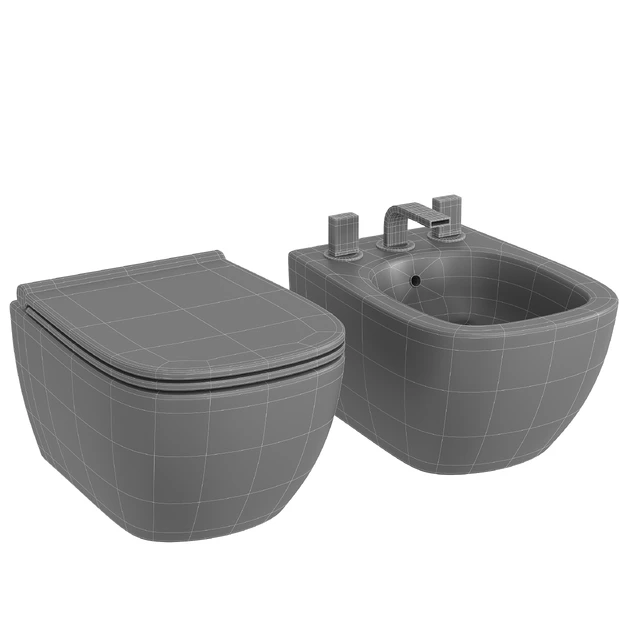 Wall-mounted toilet and bidet Ceramica Globo Genesis, mixer Fantini Venezia — Descargar