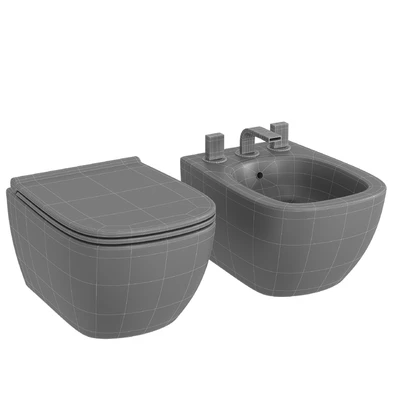 Wall-mounted toilet and bidet Ceramica Globo Genesis, mixer Fantini Venezia — Ver 3