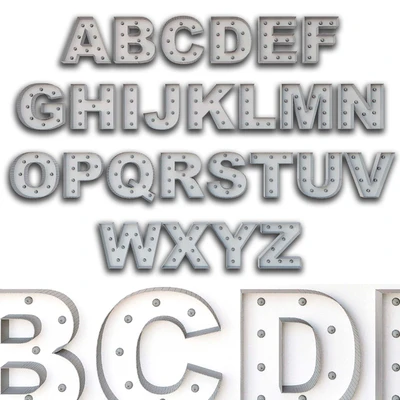 Lighted Metal sign. Set 12. Alphabet — Ver 3
