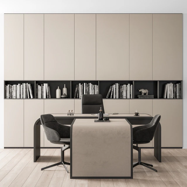 Office Furniture Boss Desk Cream  - Manager Set Table 43 — Скачать