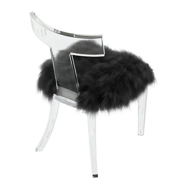 Lucite Side Chair Upholstered in Natural Sheepskin — Скачать