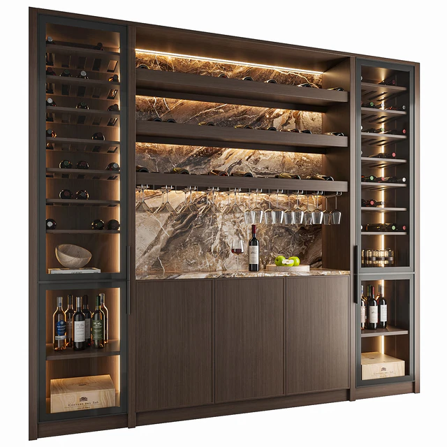 Wine Cabinet With Glasses & Decoration 003 — Скачать