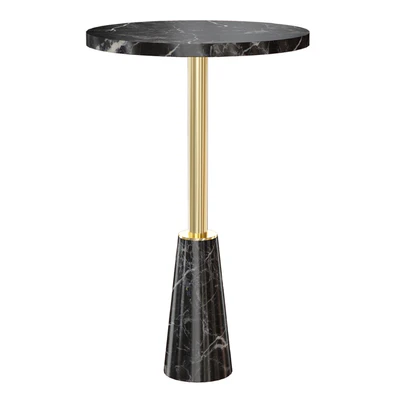 Leni Black Marble Drink Table (Crate and Barrel) — Ver 3