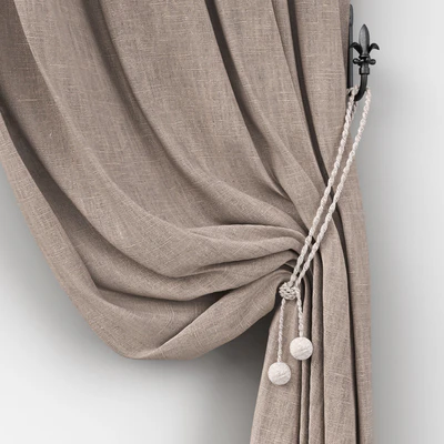 Linen curtains on the hooks — Ver 4