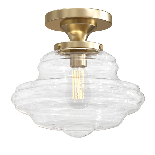 Three Light Flush Mount Light Ceiling Light in Natural Brass — Скачать