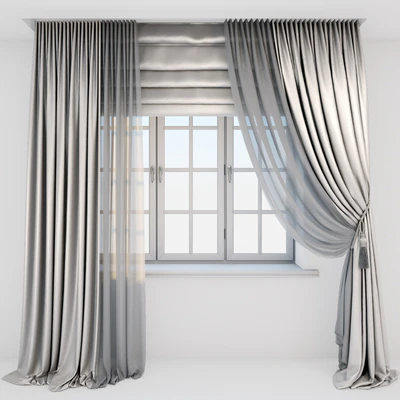 Light beige silk curtains to the floor — Ver 1