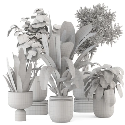 Indoor Plants in rusty Concrete Pot - Set 1286 — View 3