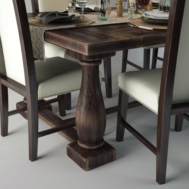 Wooden dining table with chairs — Descargar