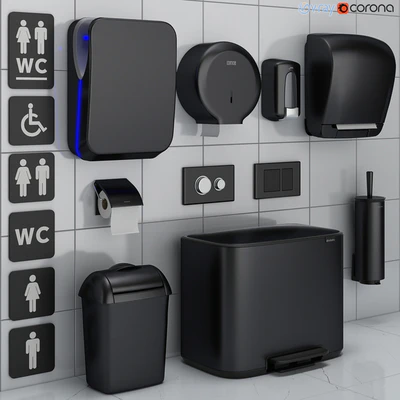 Аксессуары для санузла set 72 black (Jofel, Brabantia, Satino Black, BXG, Katrin, Viega) — Вид 1