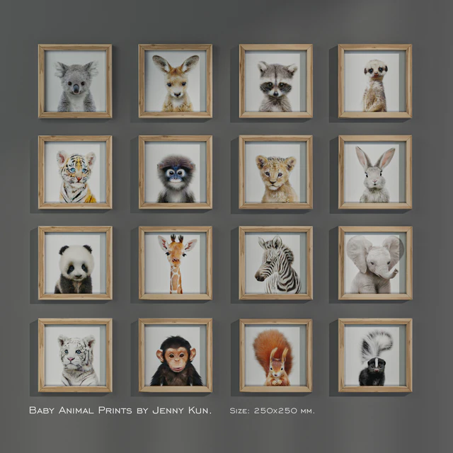 Baby Animal Prints by Jenny Kun. Size: 250x250mm. — Descargar