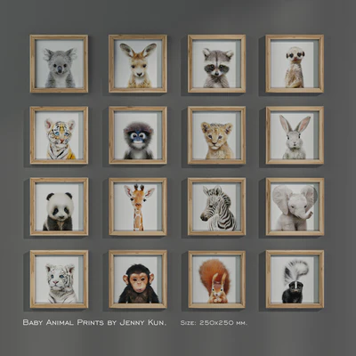 Baby Animal Prints by Jenny Kun. Size: 250x250mm. — Ver 1