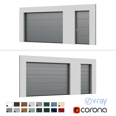Sectional doors Hormann LPU open / closed with side door — Ver 1