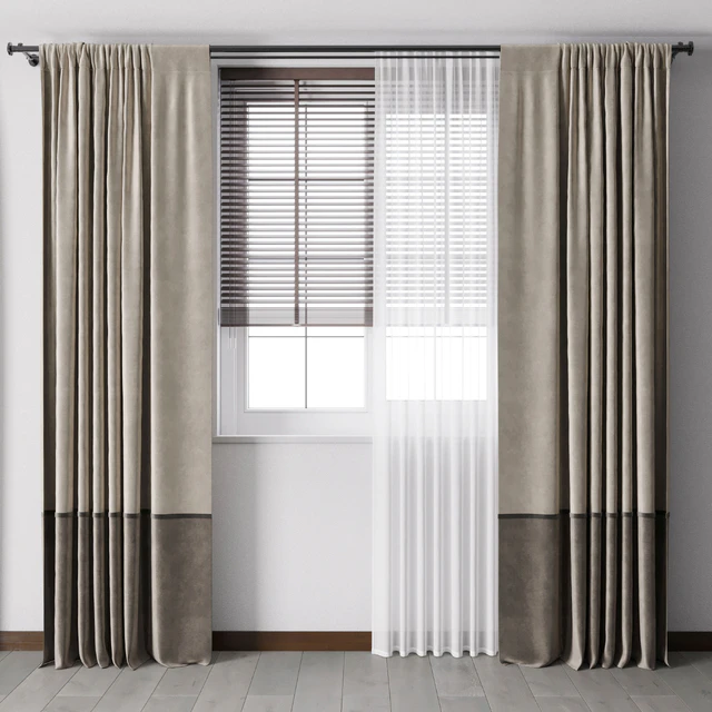 Curtain with metal curtain rod & metal blind 06 — Descargar