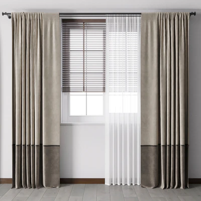 Curtain with metal curtain rod & metal blind 06 — Ver 1