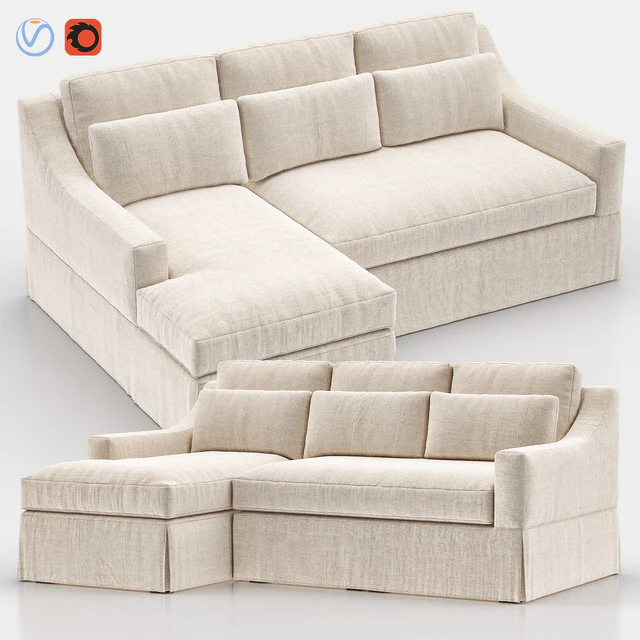 York Slope Arm Slipcovered Sofa Chaise Sectional — Скачать