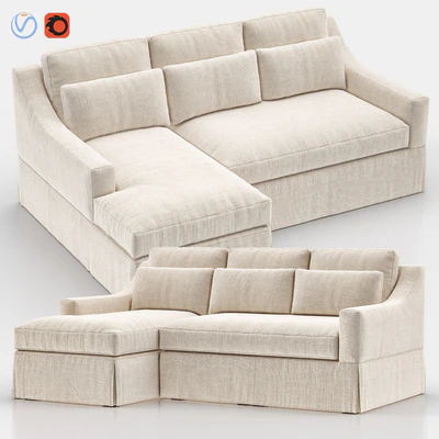 York Slope Arm Slipcovered Sofa Chaise Sectional — Вид 1