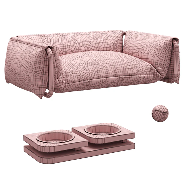 Dog bed and bowls — Descargar