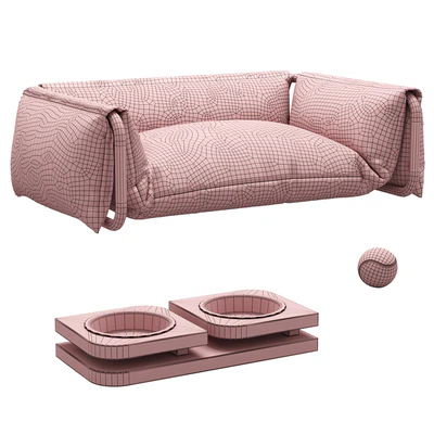 Dog bed and bowls — Ver 3