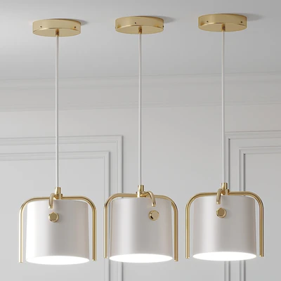 Nordic Drum Shade Pendant Lamp Gray-Green-White — Ver 2