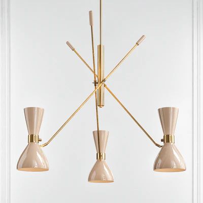 CONTRAPPESO ADJUSTABLE 3-ARM BRASS IVORY CHANDELIER — Вид 1