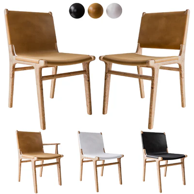 Flat and Sling Leather Dining Chairs — Вид 1
