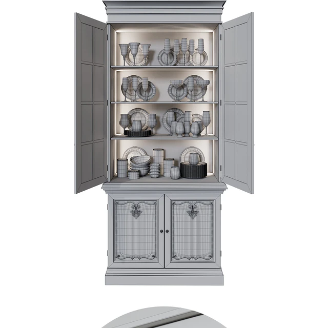 Antique Сupboard With Dishes — Descargar