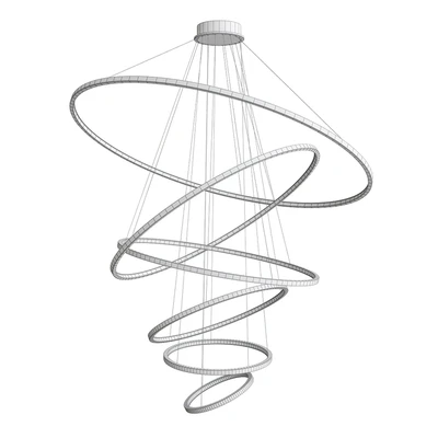 LED Swirl Six Ring Chandelier Pendant Light in Gold Contemporary — Вид 2