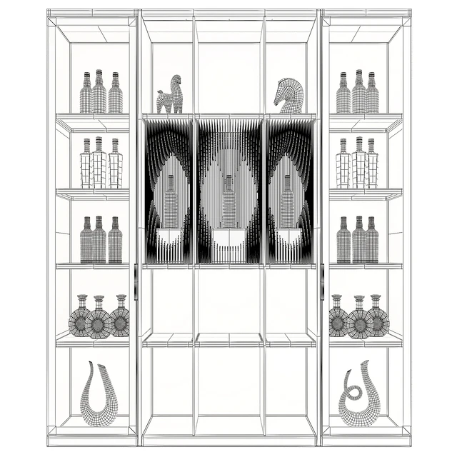 Wine Cabinet With Glasses & Decoration 017 — Скачать