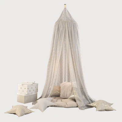 Children's canopy and decor in beige and golden tones — Ver 1