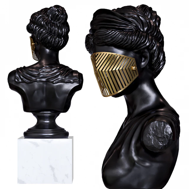 Bust Woman in Mask Figurine — Descargar