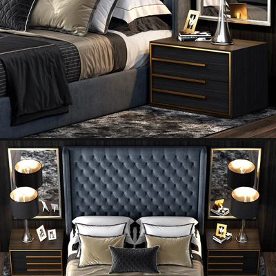 RH Adler Shelter Diamond Tufted Bed — Ver 3