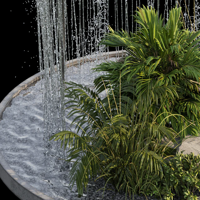 Waterfall fountains and plant 07 — Скачать