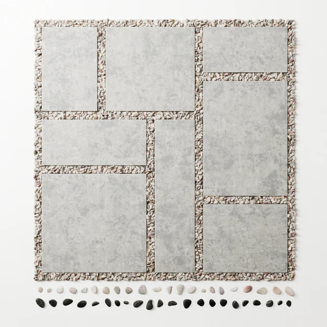 Tile square pebble low 2 n1 / Pebble slabs — Descargar