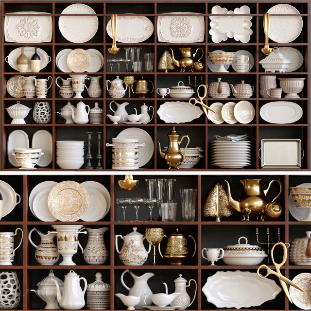 Wardrobe in a classic service. Tableware — Descargar