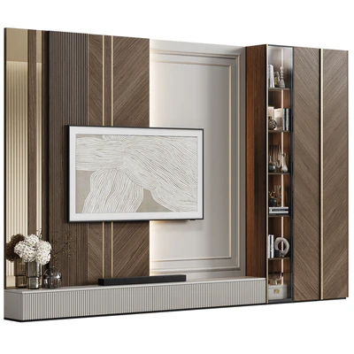 TV wall in modern classic style with decor 23 — Ver 1