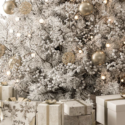 Christmas Decoration 26 - Christmas Gold and White Tree with Gift — Ver 5