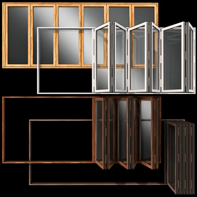 Folding stained Glass Wooden Doors — Ver 5