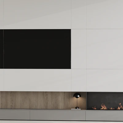TV wall with fireplace 07 — Ver 6