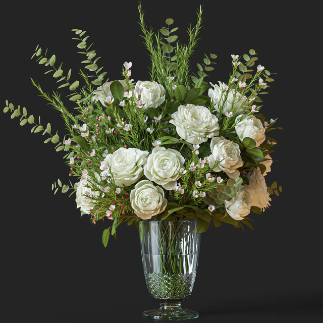 Flower Set 042 white rose wax flower — Скачать