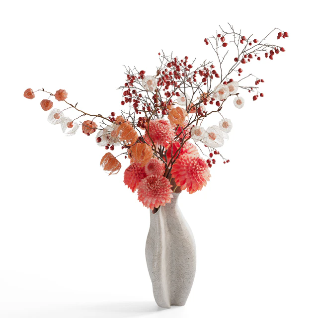 Autumn bouquet with dahlias, physalis and hawthorn — Descargar