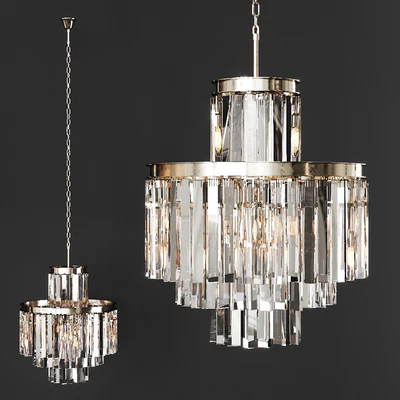 Restoration Hardware 1920S ODEON CLEAR GLASS FRINGE 4-TIER CHANDELIER Nickel — Вид 1