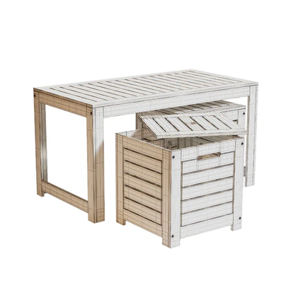 Garden bench and boxes made of acacia, Garden — Ver 4
