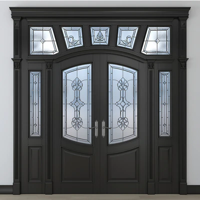 A door with a stained-glass window — Ver 2