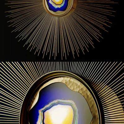 Elegant Polished Blue Agate Starburst Wall Light — Ver 3