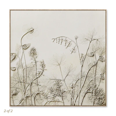 Textural Plaster Wildflowers Boho Wall Art C-507 — Ver 5