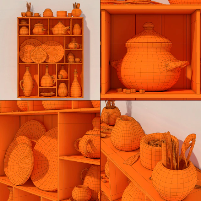 Dishes clay pattern n1 / Стеллаж Посуда из глины с узорами — Скачать